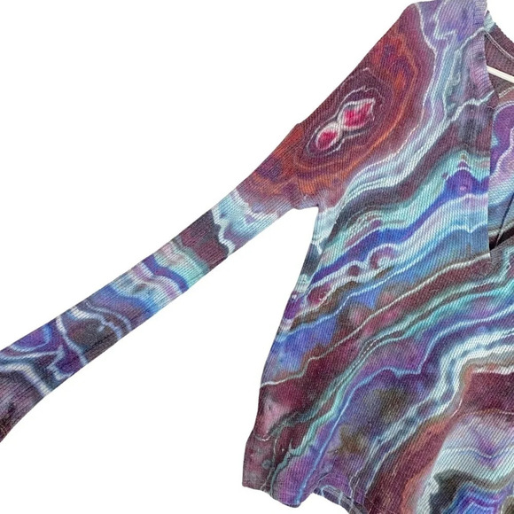 Handmade Geode Tie Dye Thermal Tee Tunic Womens XS Oversized UO Urban Outfitters - Picture 4 of 12